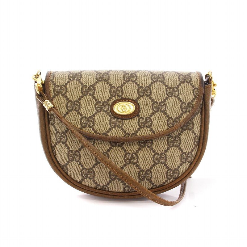 Vintage Gucci GG Monogram Shoulder Crossbody Bag in Beige Brown for Women