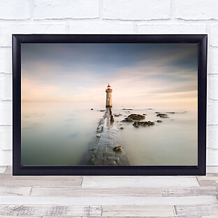 Lighthouse Sea Seascape Calm Minimalism Tower Architecture Long Wall Art Print