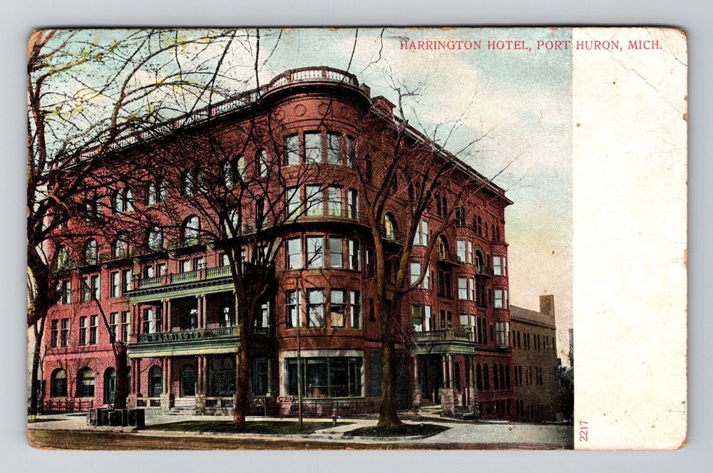 Port Huron MI-Michigan, Harrington Hotel, Exterior, Vintage Postcard