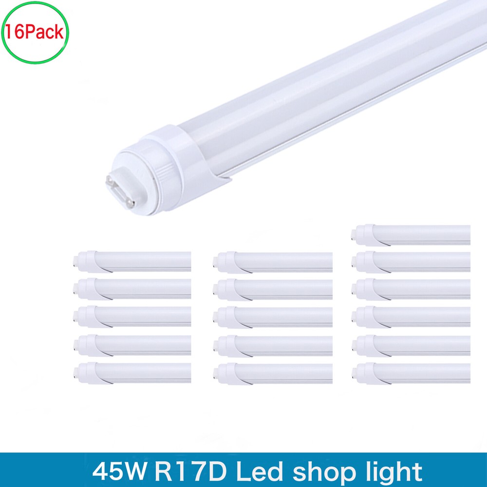 16Pack 8 Foot Led Shop Light 45W HO T8 Rotatable Base 8FT R17D 8' Led Tube Light