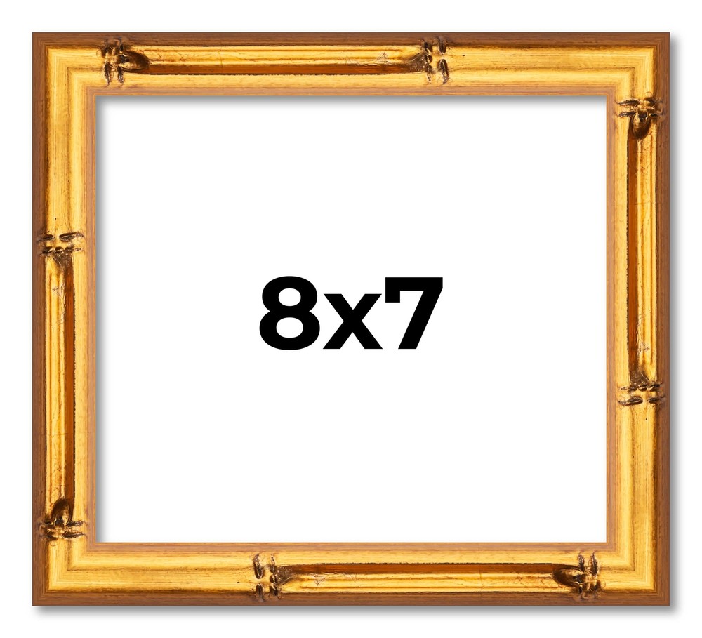 8x7 Frame Gold Bamboo Solid Wood Picture Frame | 1 Inch Moulding Width | Interio