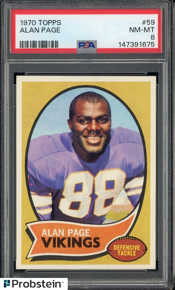 1970 Topps Football #59 Alan Page Minnesota Vikings RC Rookie HOF PSA 8 NM-MTPROBSTEIN is actively accepting consignments !!