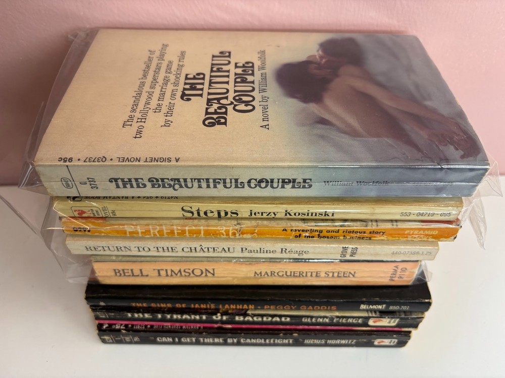 lot of 8 vintage paperbacks, 1950s-1970s, erotic fiction, smut