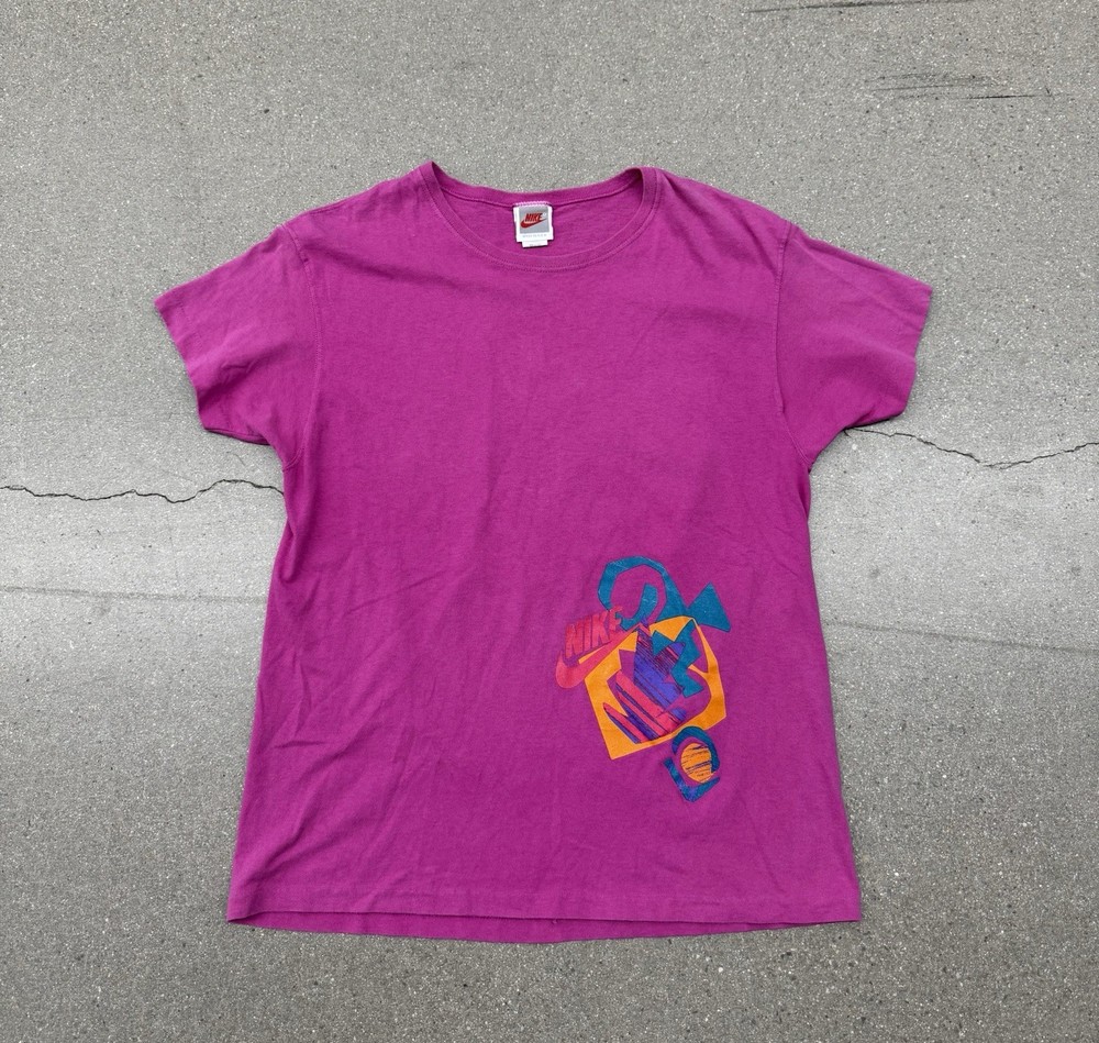 Vintage Women’s Femme 80’s Nike Abstract Art Graphic Single Stitch T-shirt USA M-image