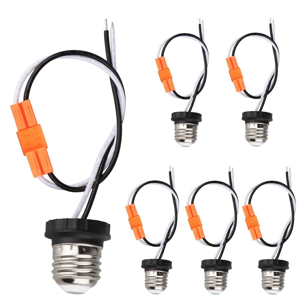 E26 Socket Adapter, 6 Pack Light Bulb Socket Pigtail, Screw in Male Light