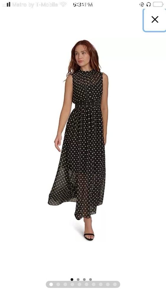 Tommy Hilfiger dress size 2 Sleeveless Black Polka Dot Maxi Dress