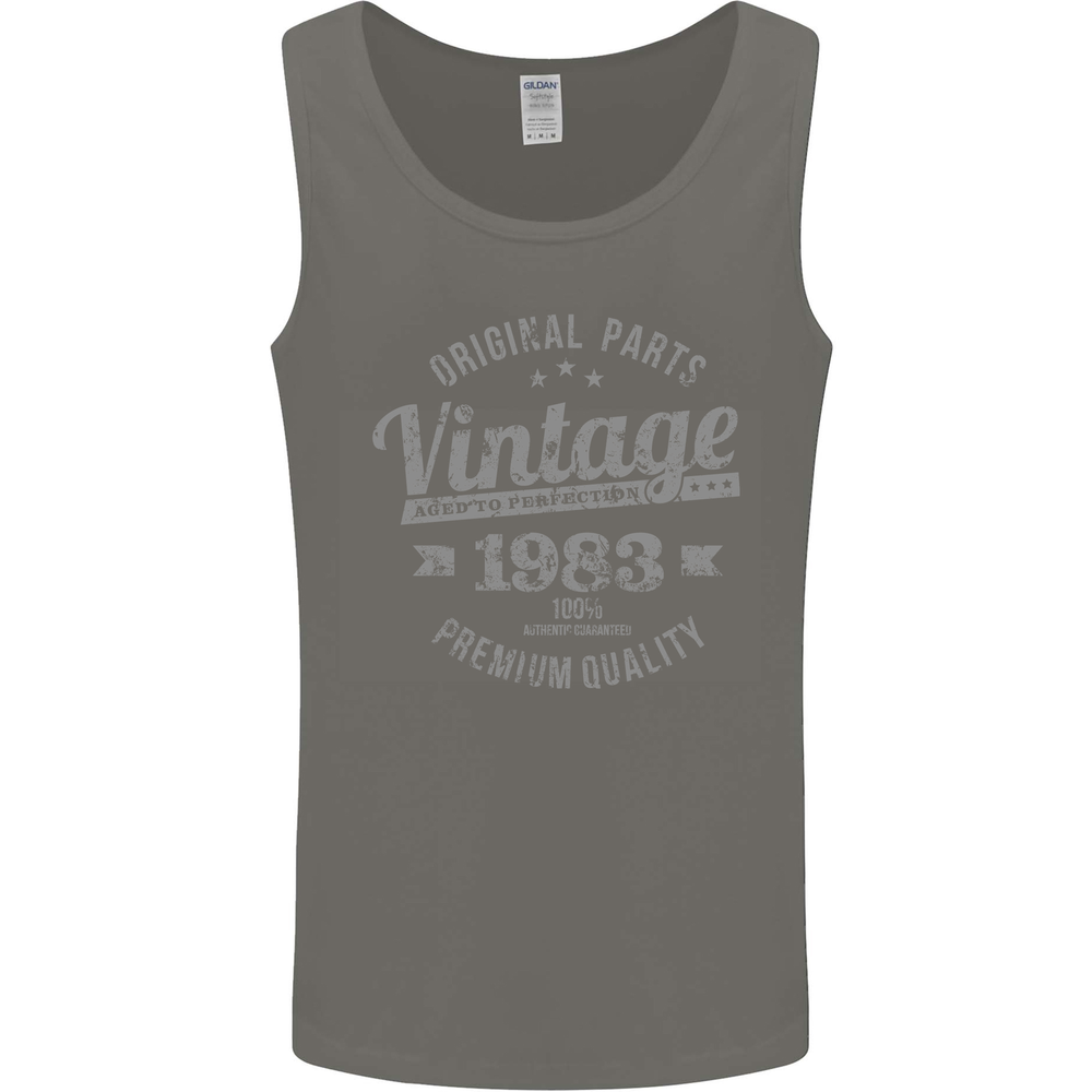 Vintage Year 42nd Birthday 1983 Mens Vest Tank Top Charcoal