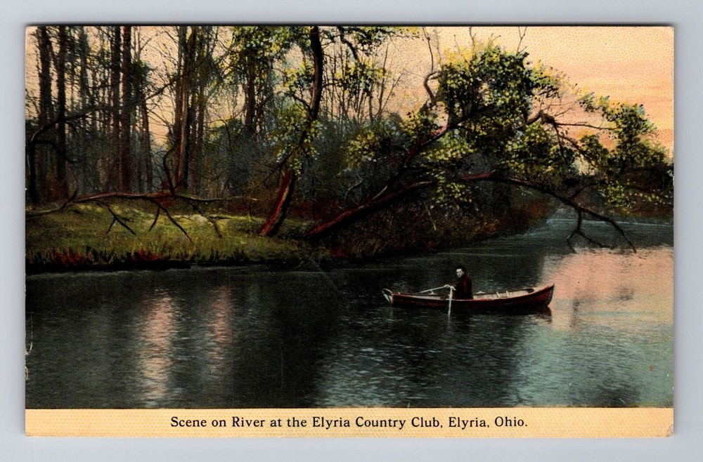 Elyria OH-Ohio, River Scene At Elyria Country Club, Vintage c1912 Postcard