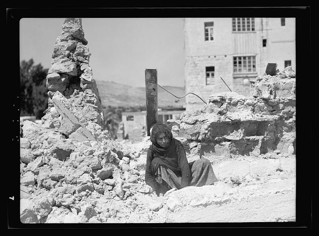 Photo:Jenin Palestine 1938 Dynamited Ruins Woman in Debris