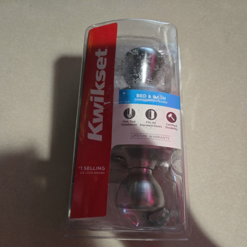 Kwikset Satin Chrome Privacy Bed Bath Door Knob New 2-3/8