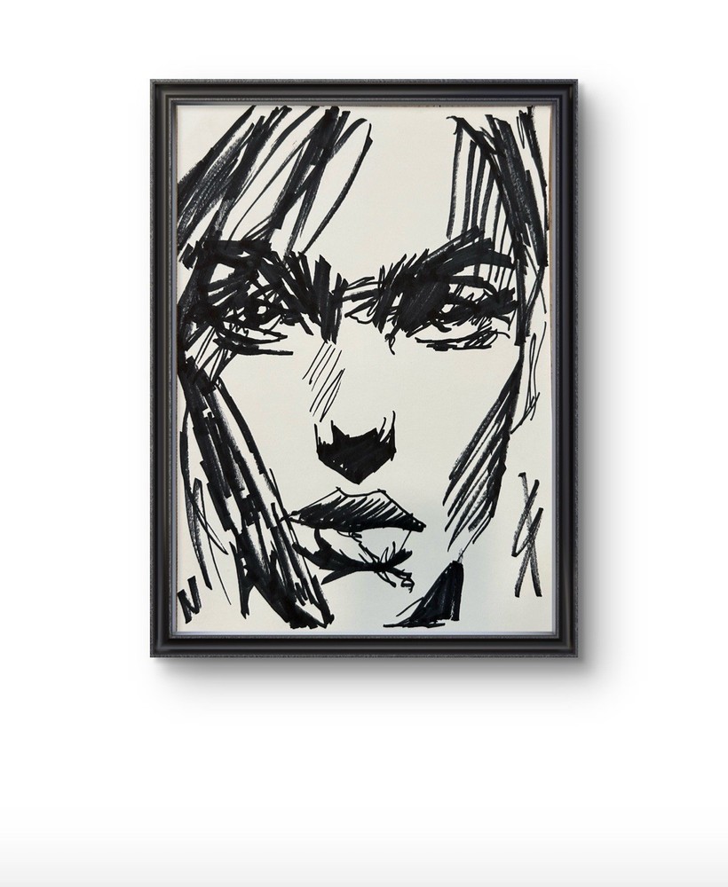 Original Abstract Face portrait Painting 9x12 paper Modern Wall Art Home Decor