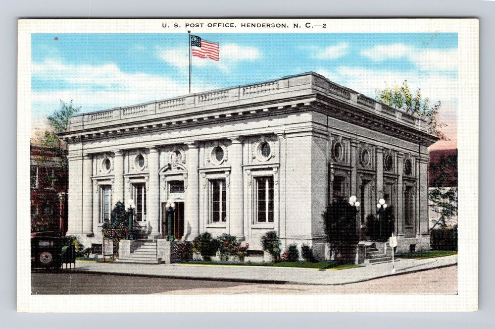Henderson NC-North Carolina, US Post Office, Antique, Vintage Souvenir Postcard