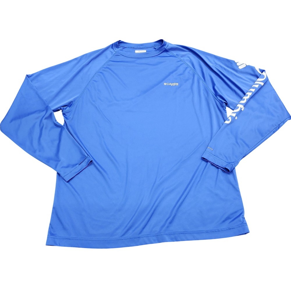 Columbia PFG Shirt Mens Large Blue Long Sleeve Fishing Performance Lightweight