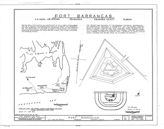 Pensacola Florida 1900s Fort Barrancas U.S. Naval Air Station map floor plan