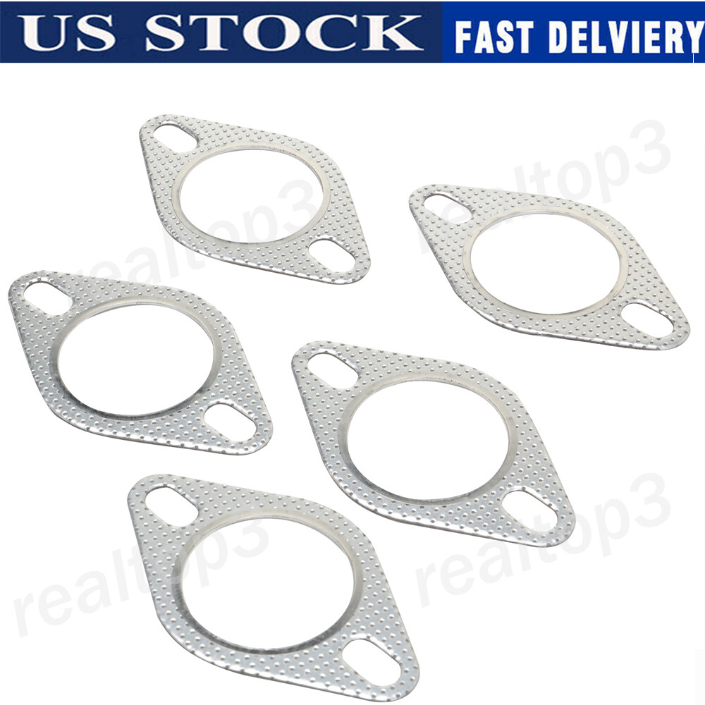 5X Car 2 Bolt High Temp Exhaust Gasket Flange 2.5in Cylinder Head Gasket Kit
