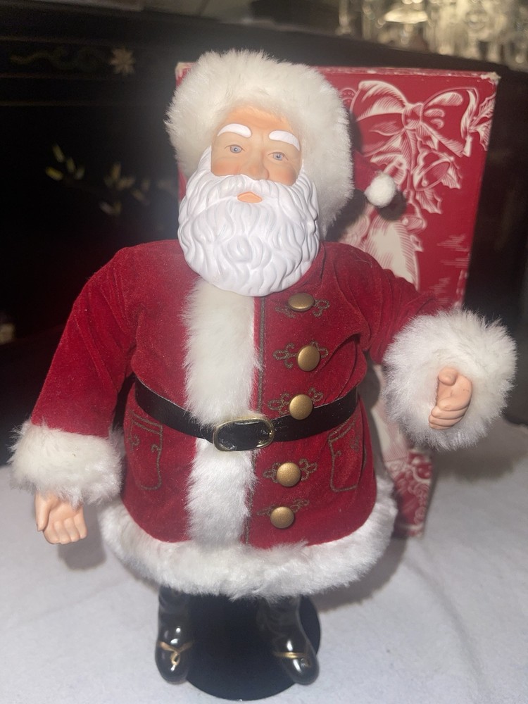 1989 Avon Christmas with Santa Porcelain Doll Figurine w/ Stand & Box