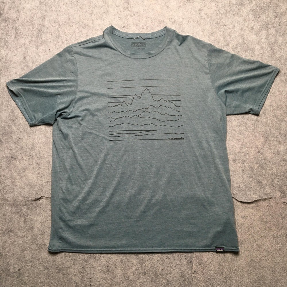 Patagonia Capilene Cool Daily Shirt Mens L Blue Mountain Graphic Polyester Tee