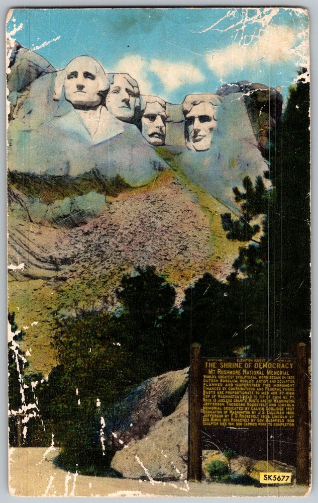 Vtg Postcard MT Rushmore Memorial South Dakota, US 1930s
