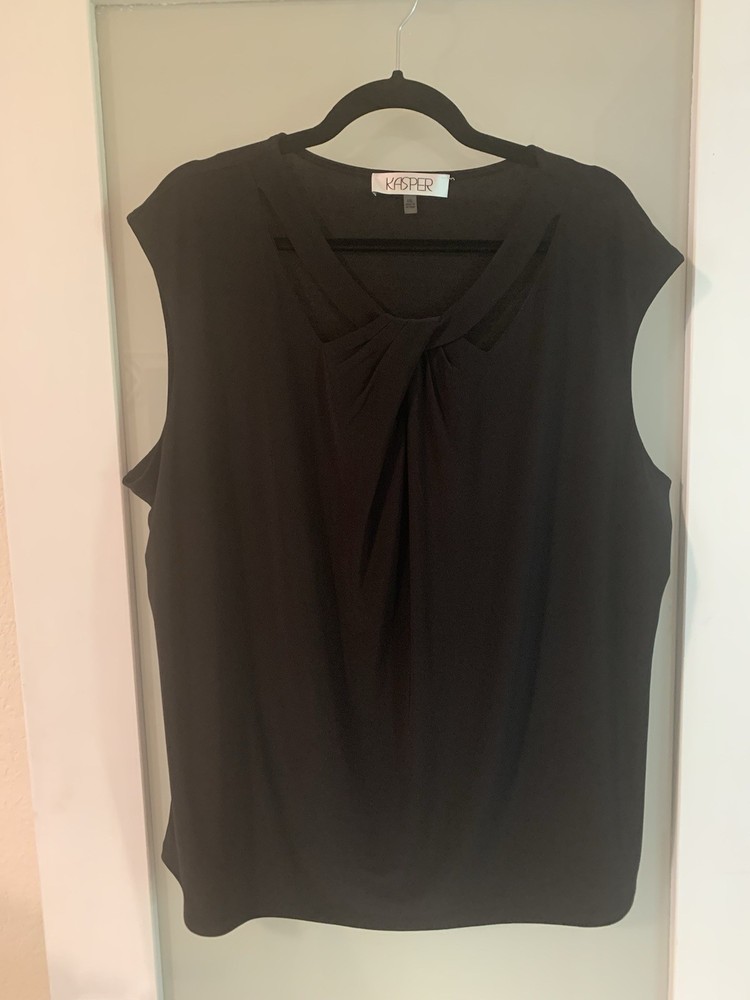 Kasper Women’s XXL Black Sleeveless Polyester Top