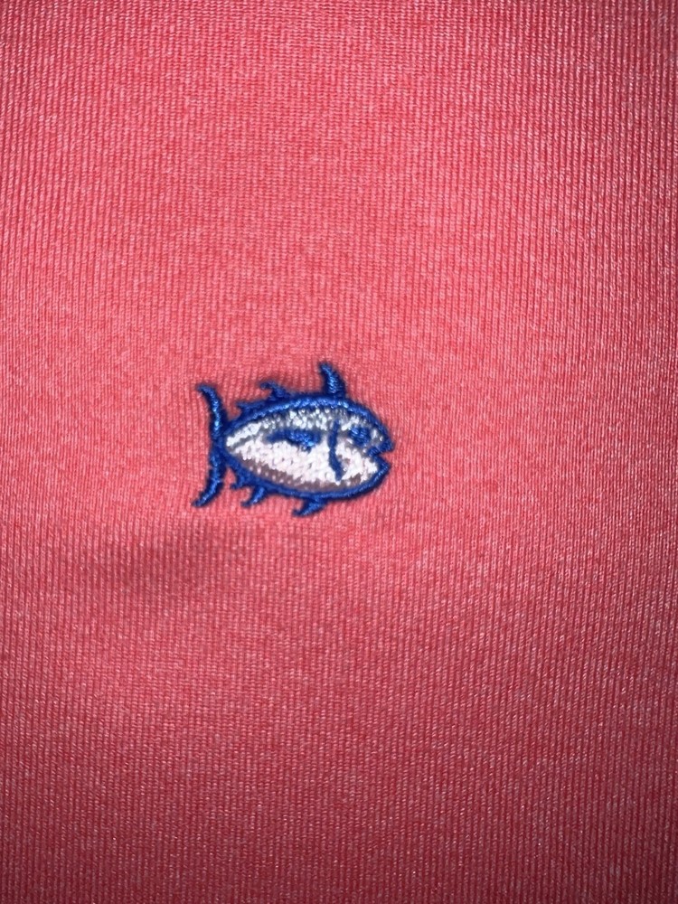 Southern Tide Polo Shirt Boys Large 12/14 Coral short sleeve Performance pink
