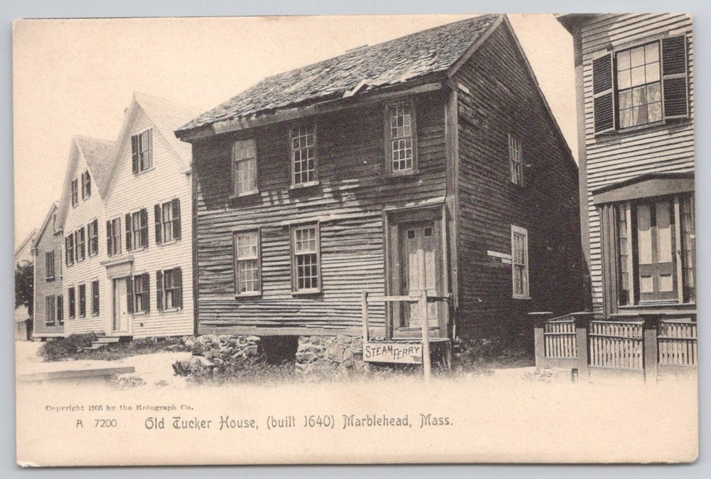 Old Tucker House 1640 Marblehead MA Steam Ferry Rotograph 1905 Postcard