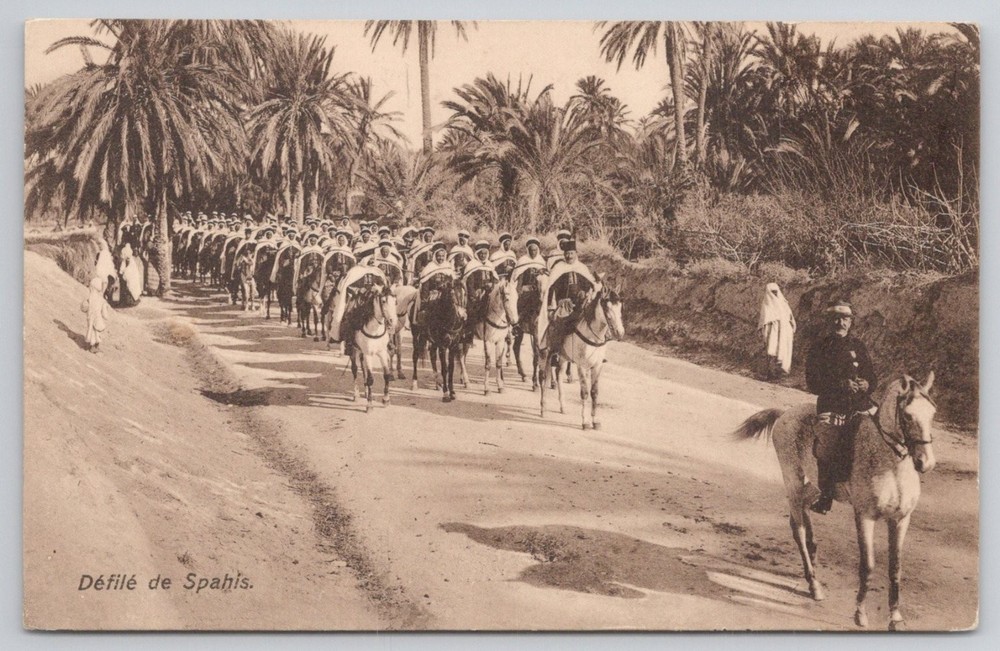 Tunisia Postcard Défilé de Spahis Cavalry Parade Lehnert & Landrock Military