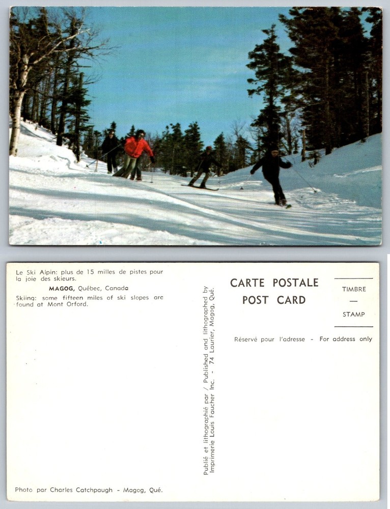 Magog Quebec Canada Skiing Mont Orford Vintage Postcard Louis Faucher