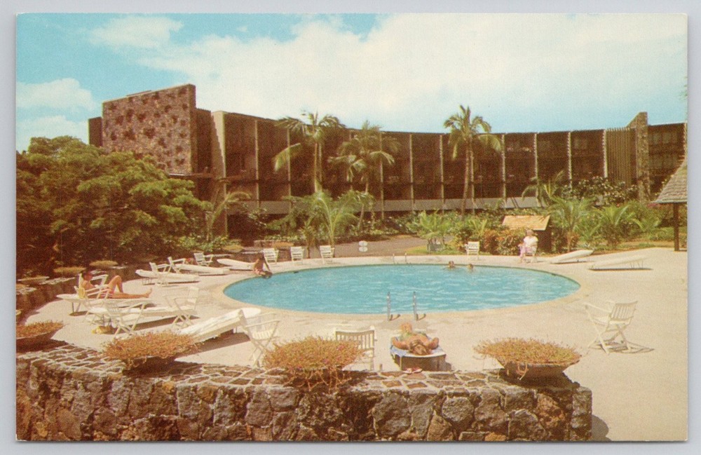 Kona Inn Kailua-Kona Hawaii Mauna Loa Wing Swimming Pool Vintage Postcard