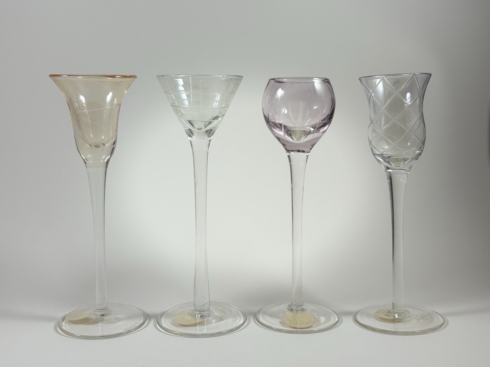 Long Stem Hand blown Crystal etched Cordial By Crystal Clear