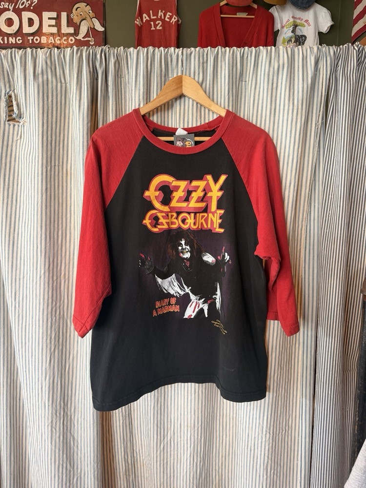 Vintage Ozzy Osbourne Diary If A Mad man Raglan T Size Xl