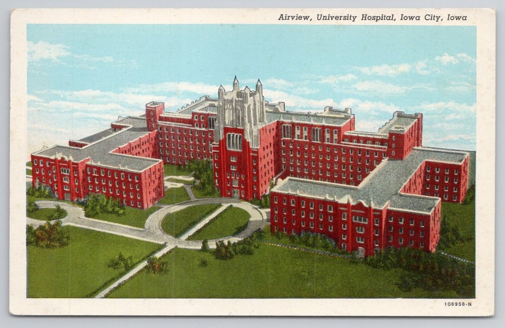 Airview University Hospital Iowa City Iowa Linen Postcard Curteich Vintage