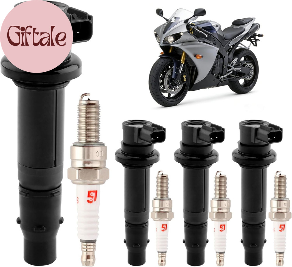 Ignition Coils & Spark Plugs, Compatible with Yamaha 2006-2015 FZS1000 FZ1, 2002