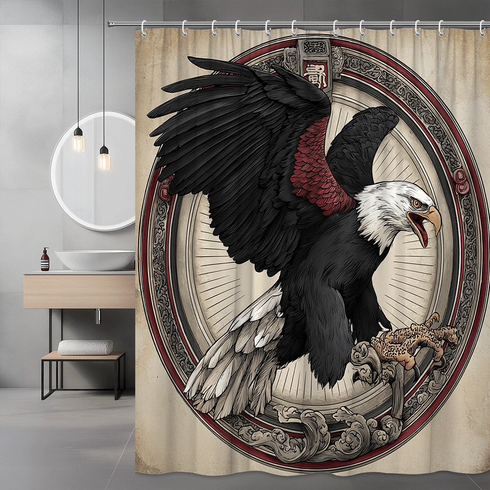 Bald Eagle Shower Curtain Vintage Style Graphic Print