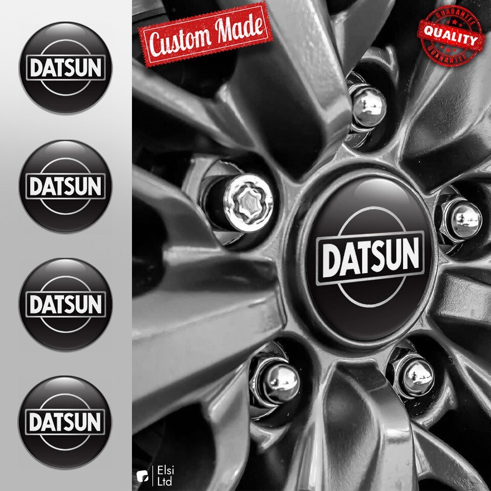 Datsun Decals | 4pcs Set Wheel Cap Stickers | Custom Made Rim Emblems