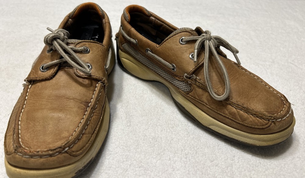 Sperry Top Sider Men’s Shoes Size 8 M Brown Leather Boat Shoes 2 Eyelet Lace Up