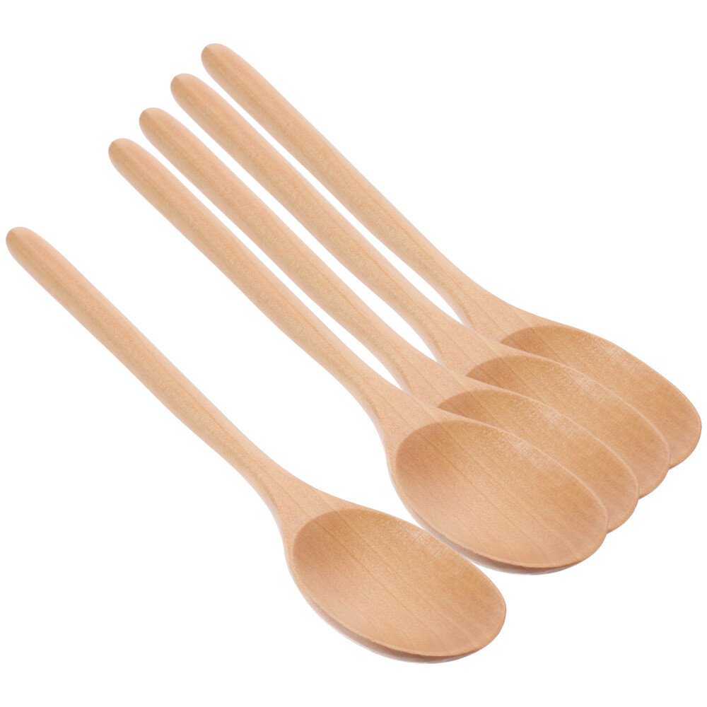 5 Pcs Risotto Soup Long Handle Wooden Spoon Restaurant Household