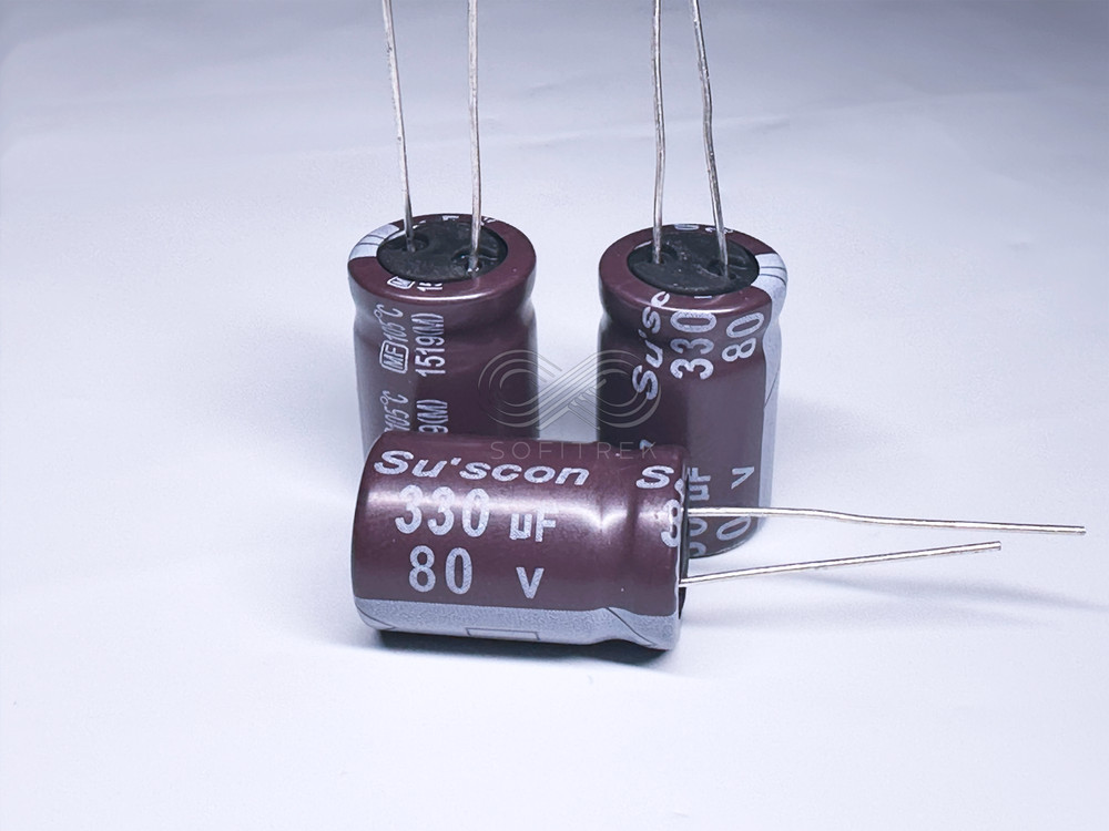 10Pcs MF Suscon 330uF 80V 13x21 Electrolytic Radial Capacitor Low Impedance