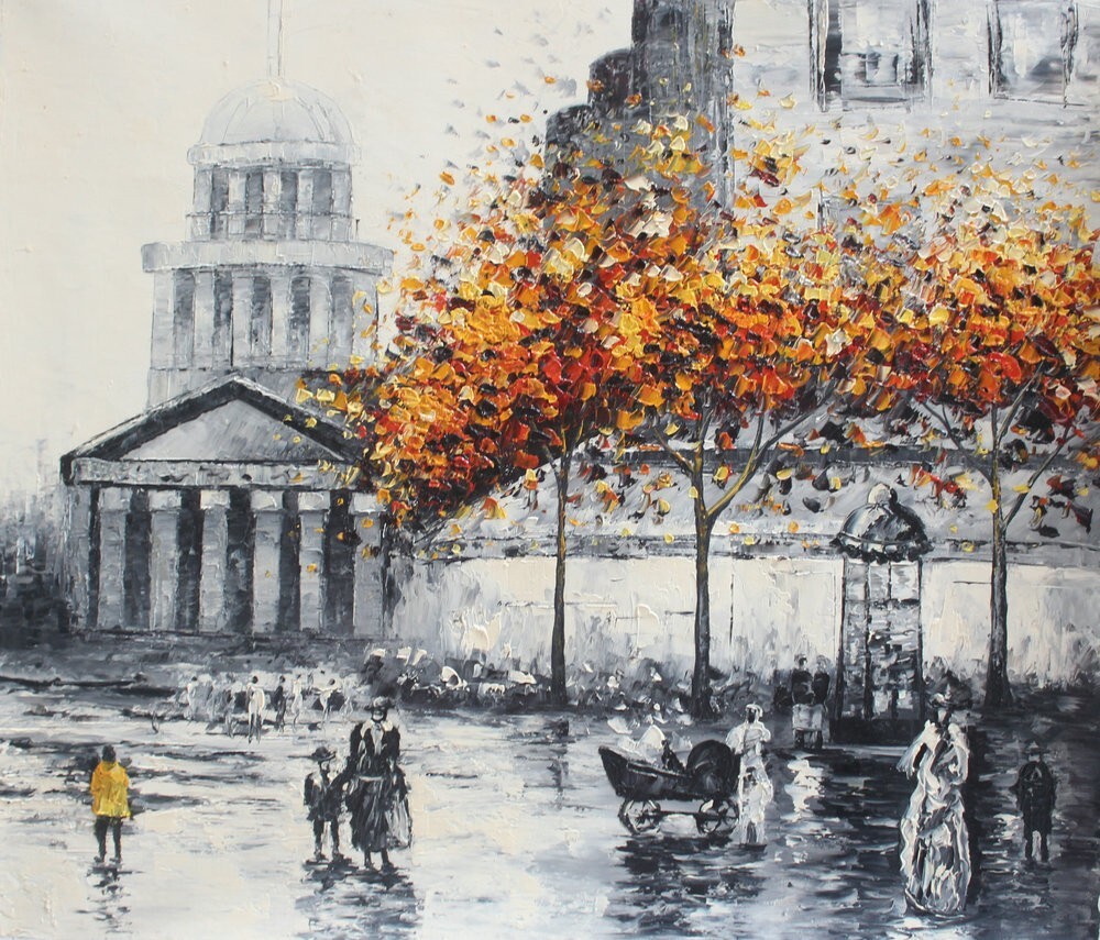 Wall Art Paris Street Scenery City Impressionism Hand Painted Oil Painting Decor