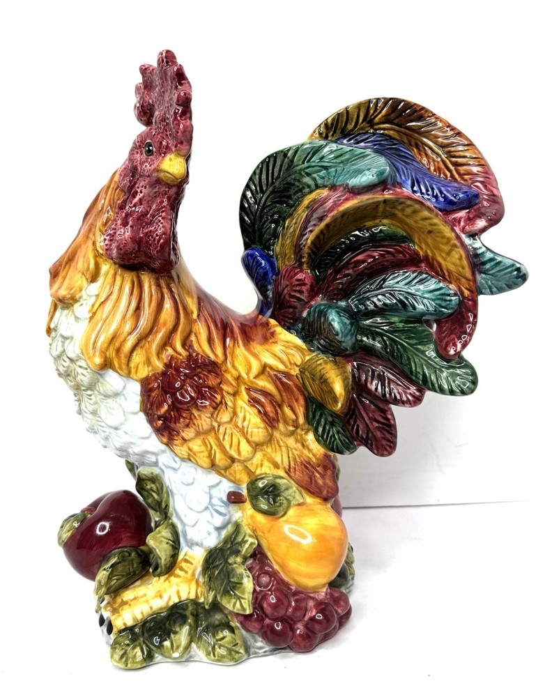 Noble Excellence European Rooster Hand Painted Ceramic Center Piece 14