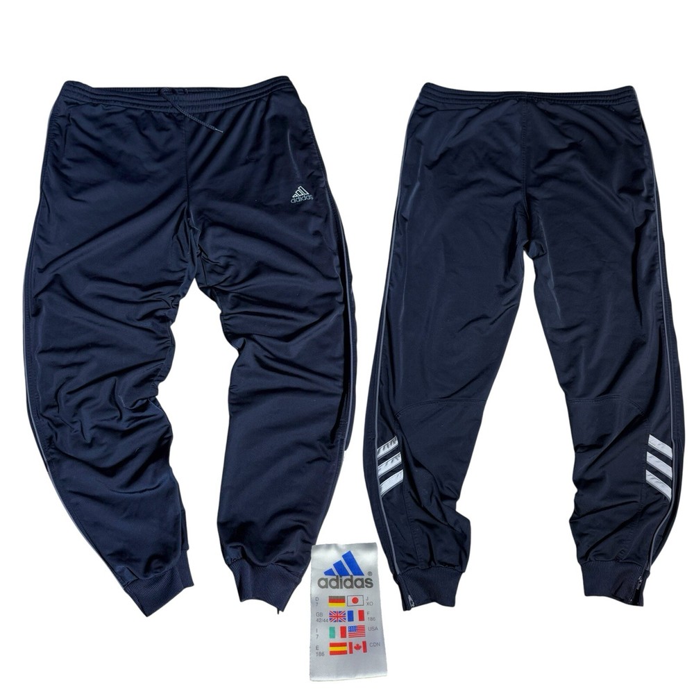 VTG Adidas Y2K Track Pants 3 Stripe Grey Baggy Relax Skate Men’s 2XL Zip Taper