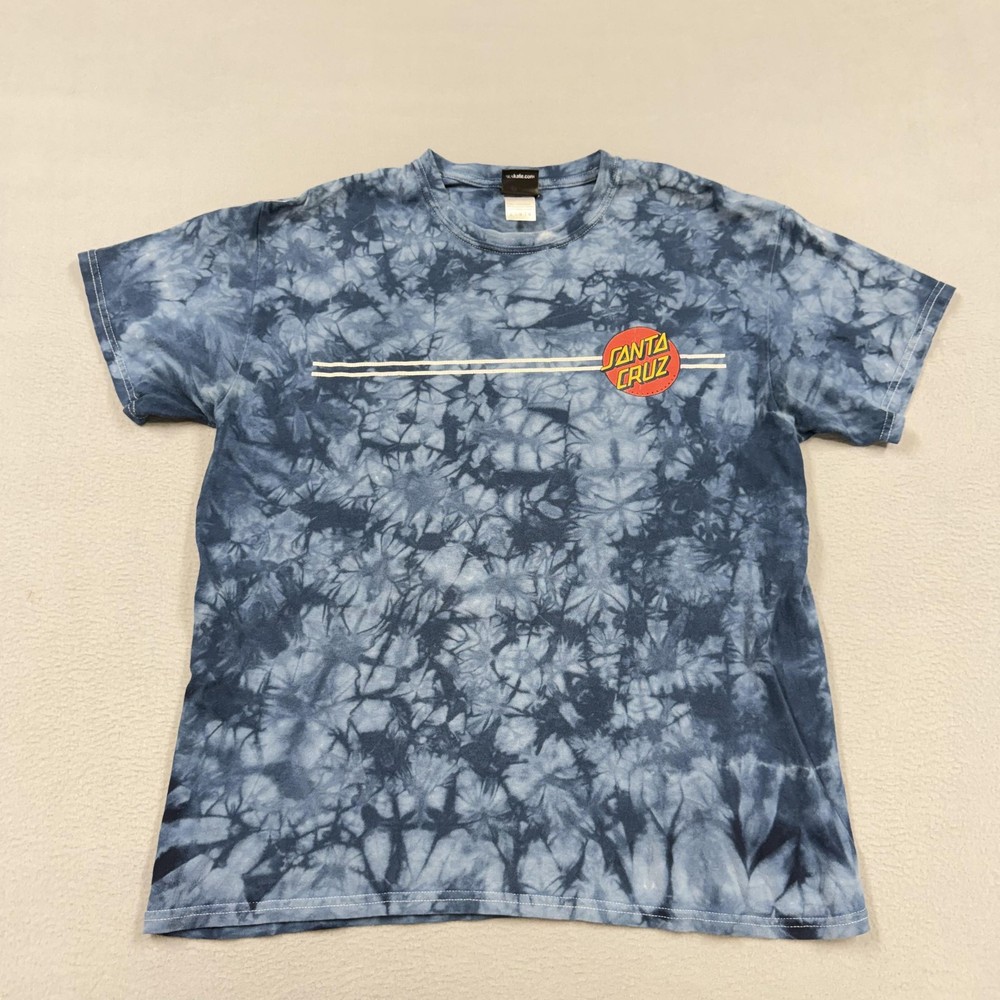 Santa Cruz Shirt Mens Large Blue Tie Dye Skateboards Logo Graphic Tee Streetwear