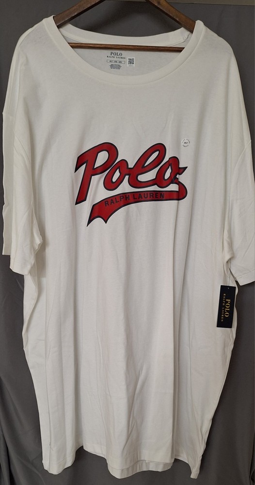Polo Ralph Lauren White Script Graphic Short Sleeve T-Shirt Men's 4XLT NWT $69