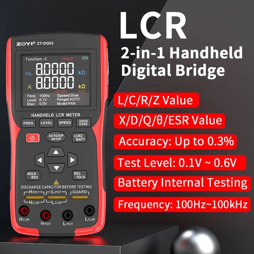 Handheld LCR Meter with Auto Range – Battery-Included Internal Resistance Tester