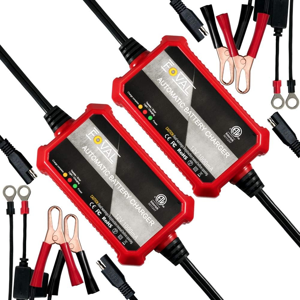[2-Pack]  Fully Automatic Trickle Charger, 1000Ma 12V Smart Car Battery Charger,