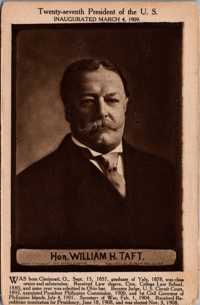 William H. Taft 27th U.S. President 1909 Photogravure Postcard Ullman Mfg. Co.
