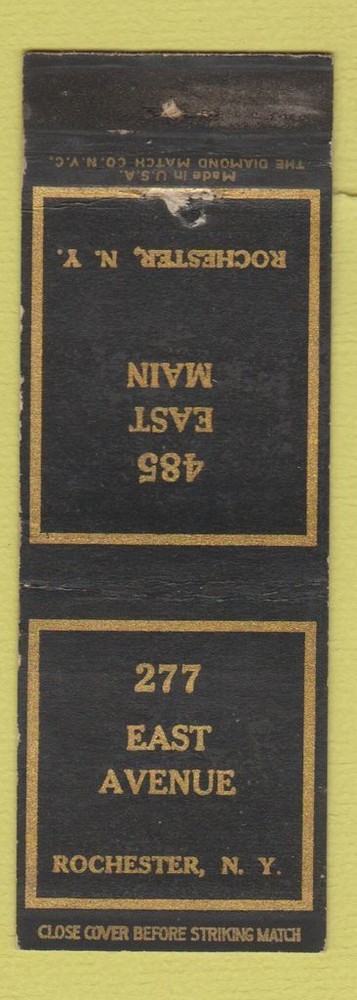 Matchbook Cover - 227 East Avenue Rochester NY 485 Each Main WEAR