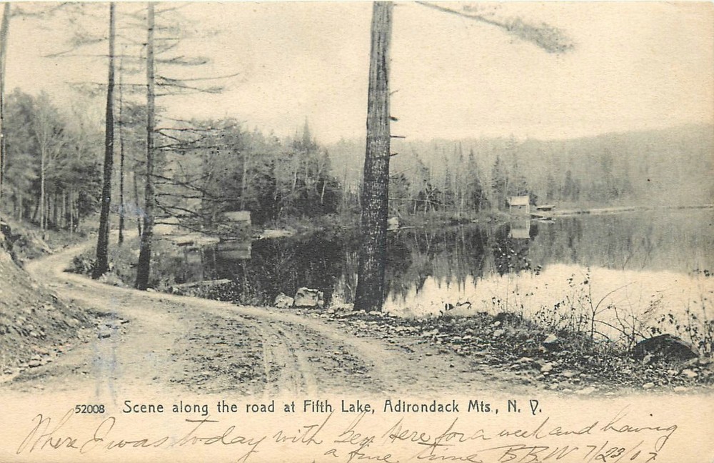 1907 Adirondack Mountains New York Scene Fifth Lake Rotograph  Postcard 26-3376