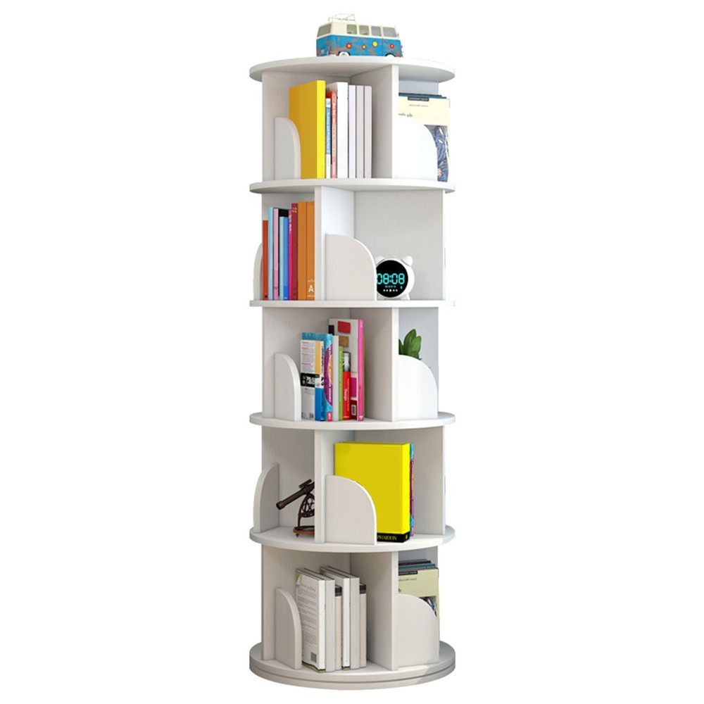 360° Rotating Bookshelf 5-Tier Bookcase Storage Shelf /Freestanding Display Rack