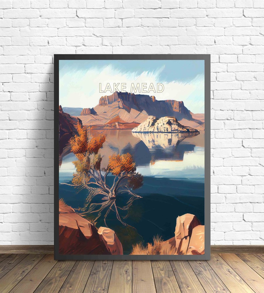 Lake Mead Retro Art Print Lake Mead Wall Art Illustration Lake Mead Vintage