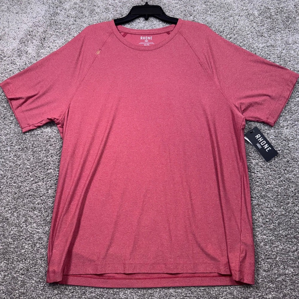 Rhone Reign Short Sleeve Mens Stretch T-Shirt Red Brick XXL NEW